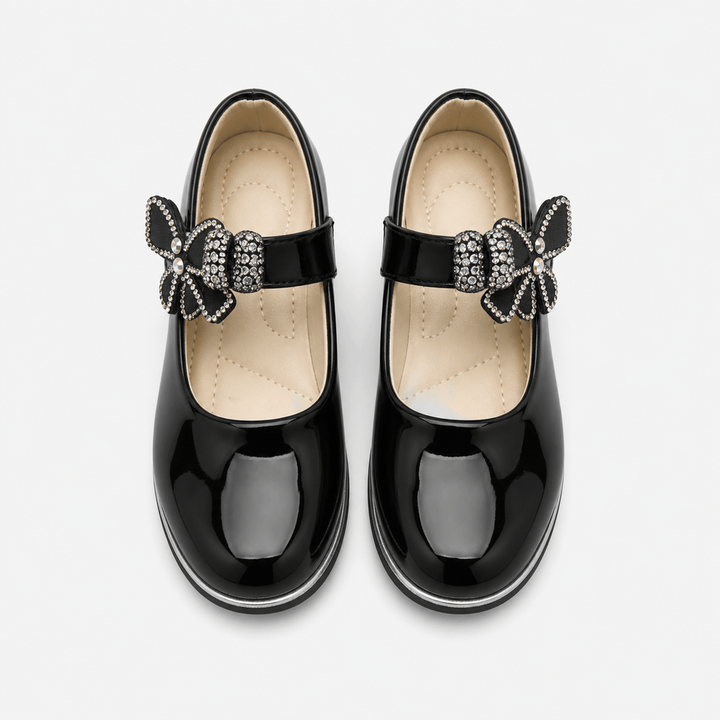 Girls' Black Leather Loafers