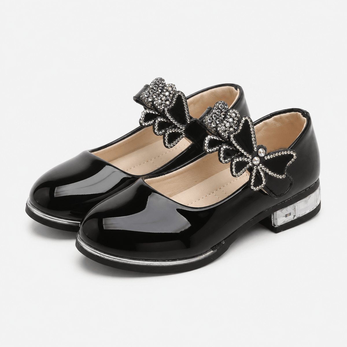 Girls' Black Leather Loafers