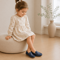 Girls' Navy Blue Leather Loafers