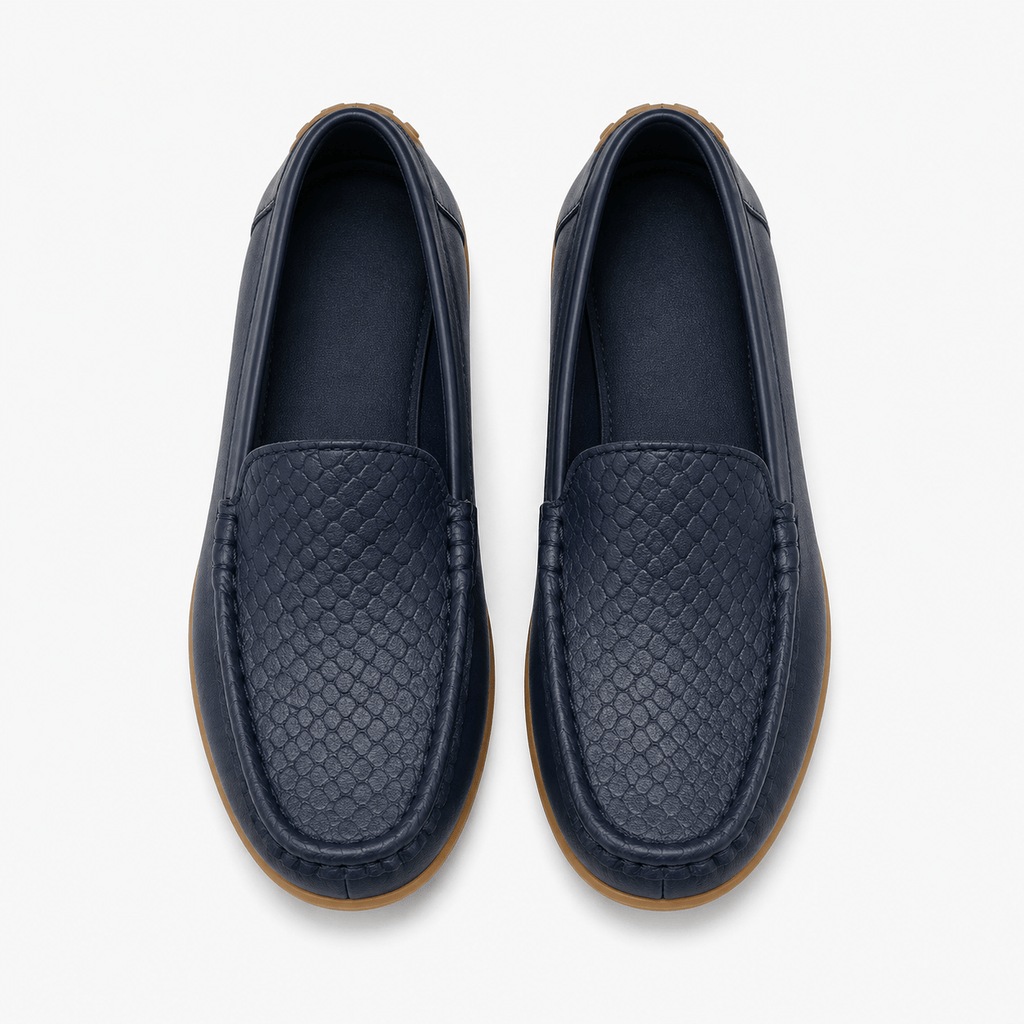 Girls' Navy Blue Leather Loafers