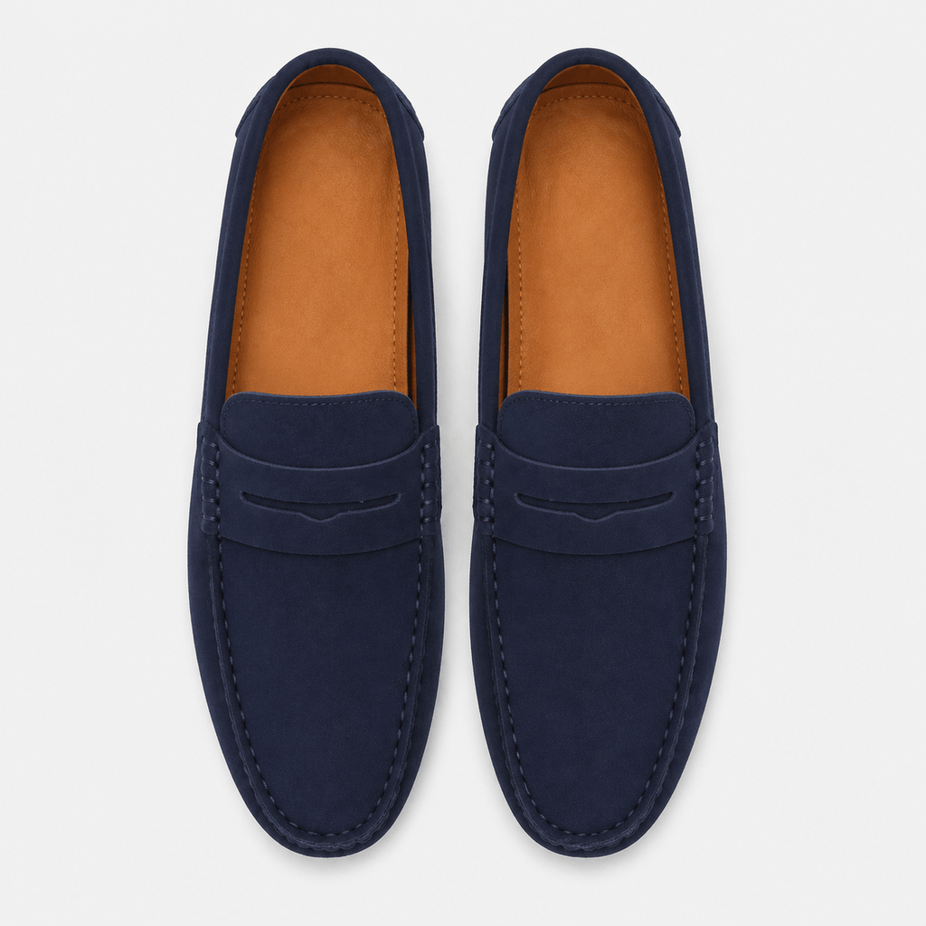Men's Navy Blue Boat Loafers