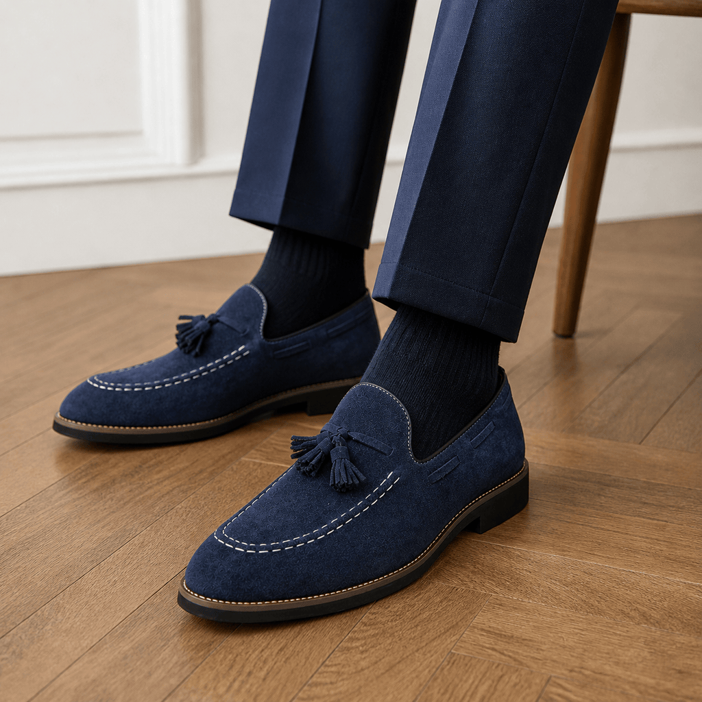 Men's Tasseled Loafers – Navy Blue
