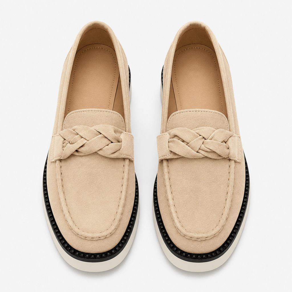 Women's Beige Platform Loafers