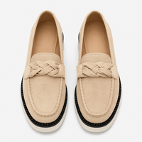 Women's Beige Platform Loafers