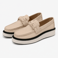 Women's Beige Platform Loafers