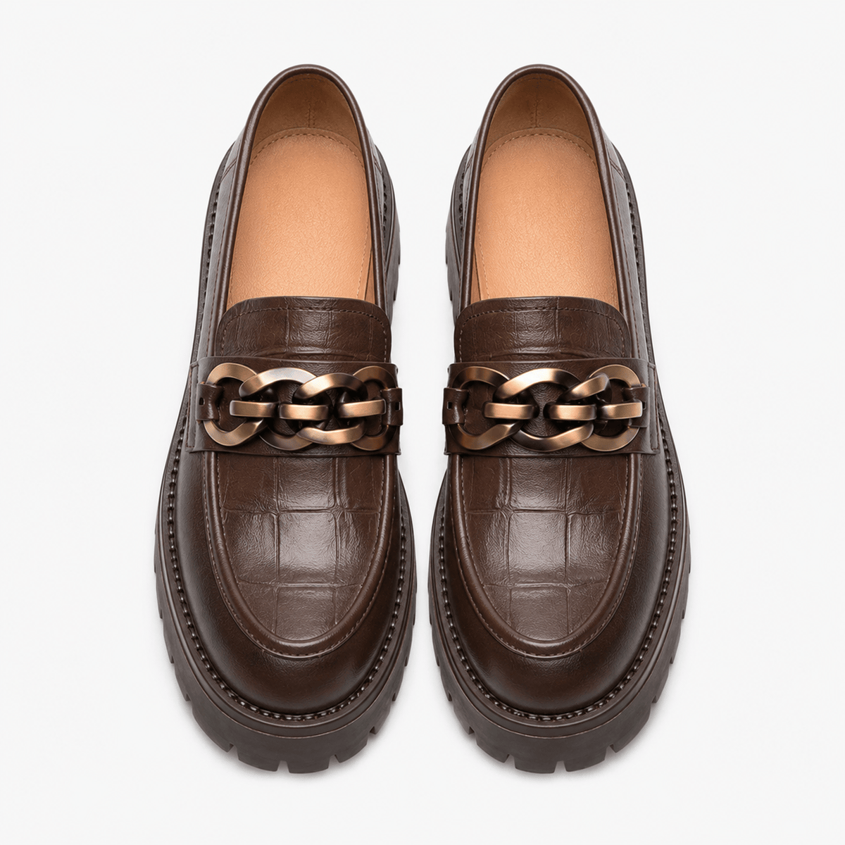 Women's Gold Horsebit Platform Loafers