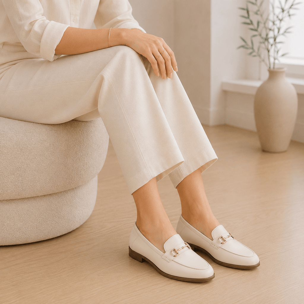 Women's Leather Loafers – Beige