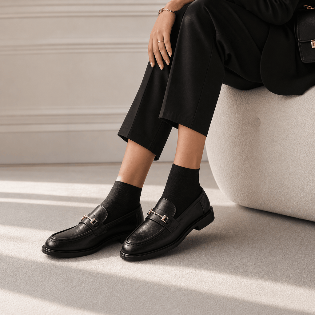 Women's Leather Loafers – Black