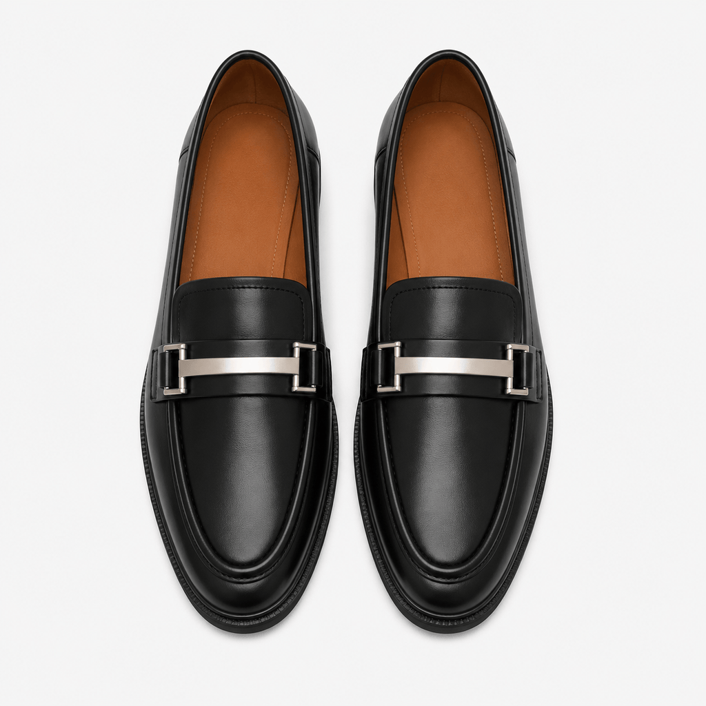 Women's Leather Loafers with Thick Sole