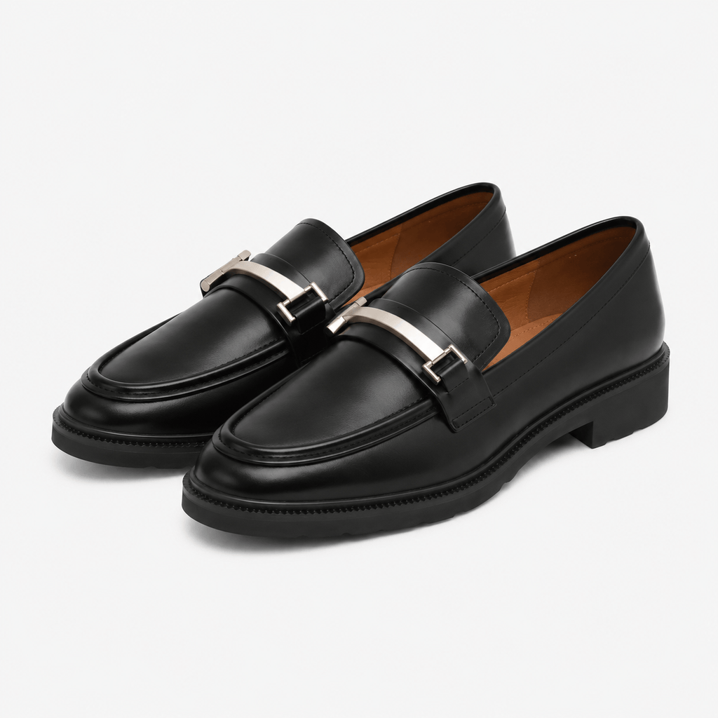 Women's Leather Loafers with Thick Sole