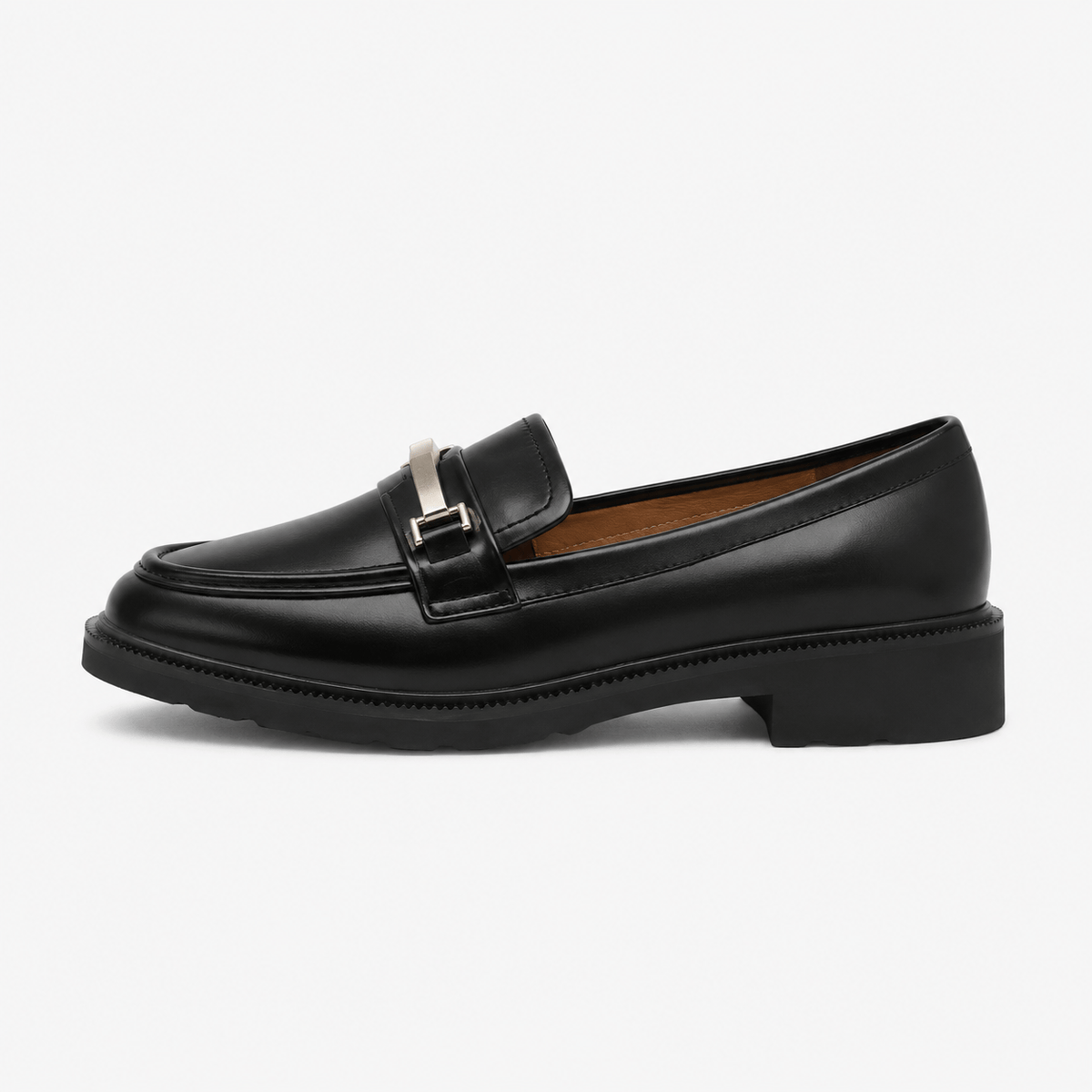 Women's Leather Loafers with Thick Sole