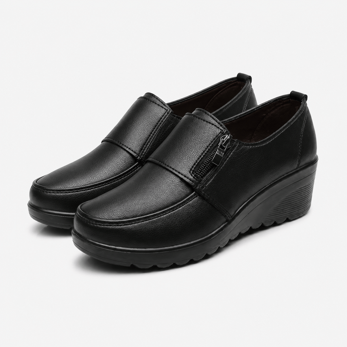 Women's Leather Wedge Loafers