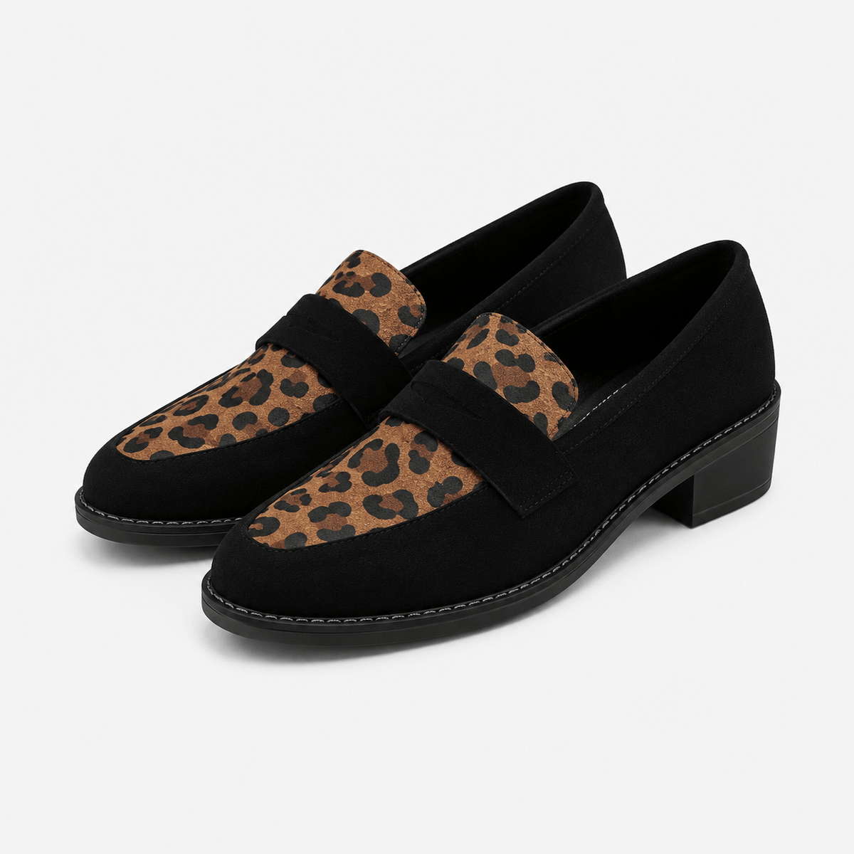 Women's Leopard Loafers – Black