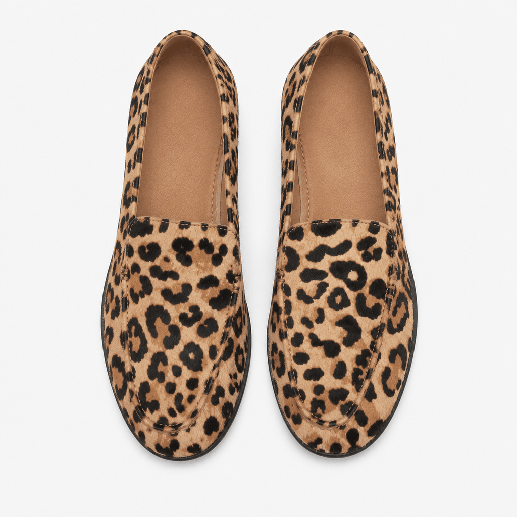 Women's Leopard Loafers – Round-Toe