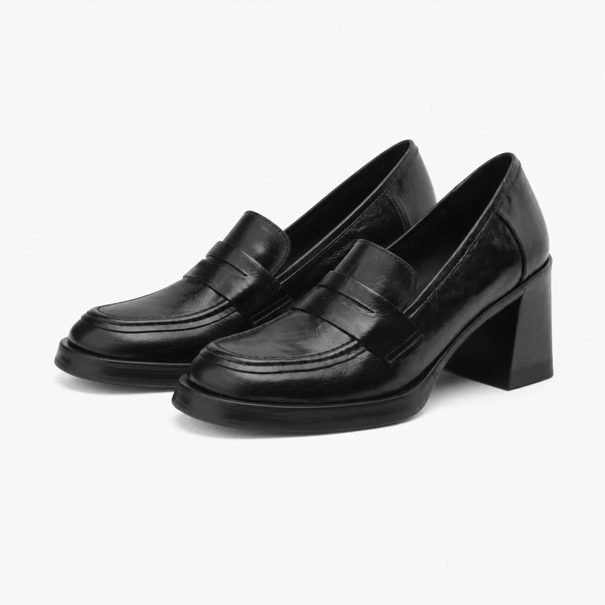 Women's Square-Heel Loafers – Black