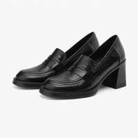 Women's Square-Heel Loafers – Black