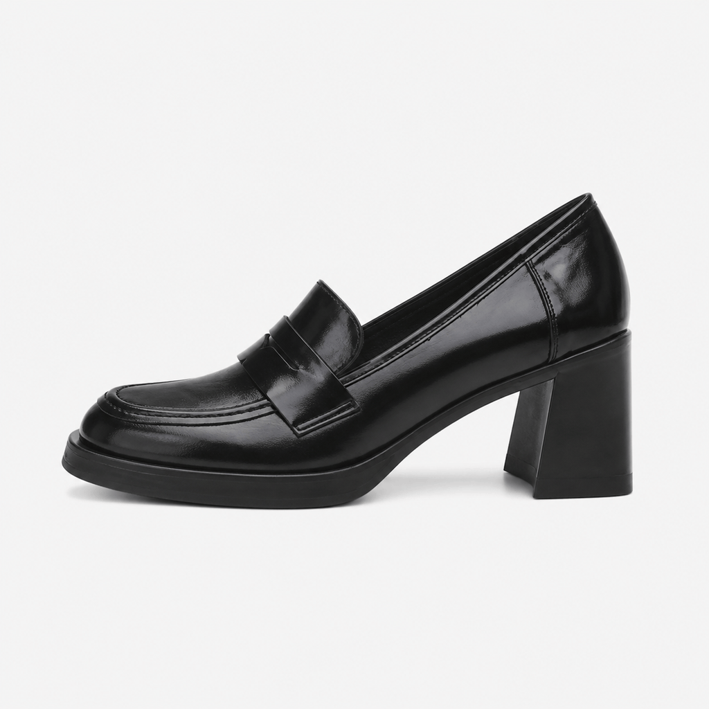 Women's Square-Heel Loafers – Black