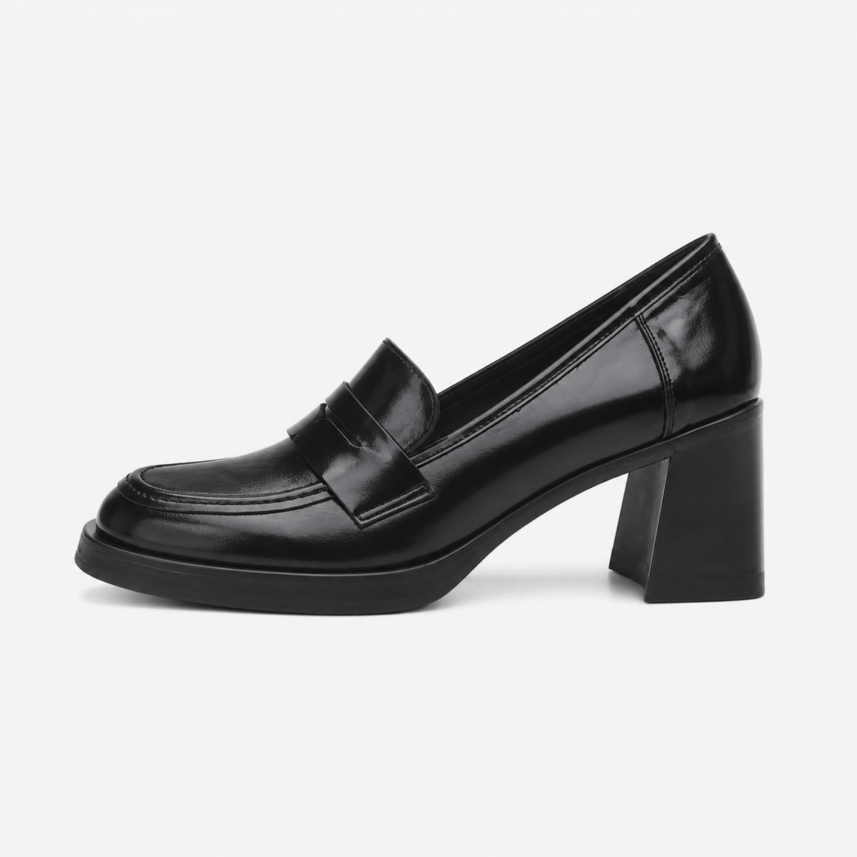 Women's Square-Heel Loafers – Black