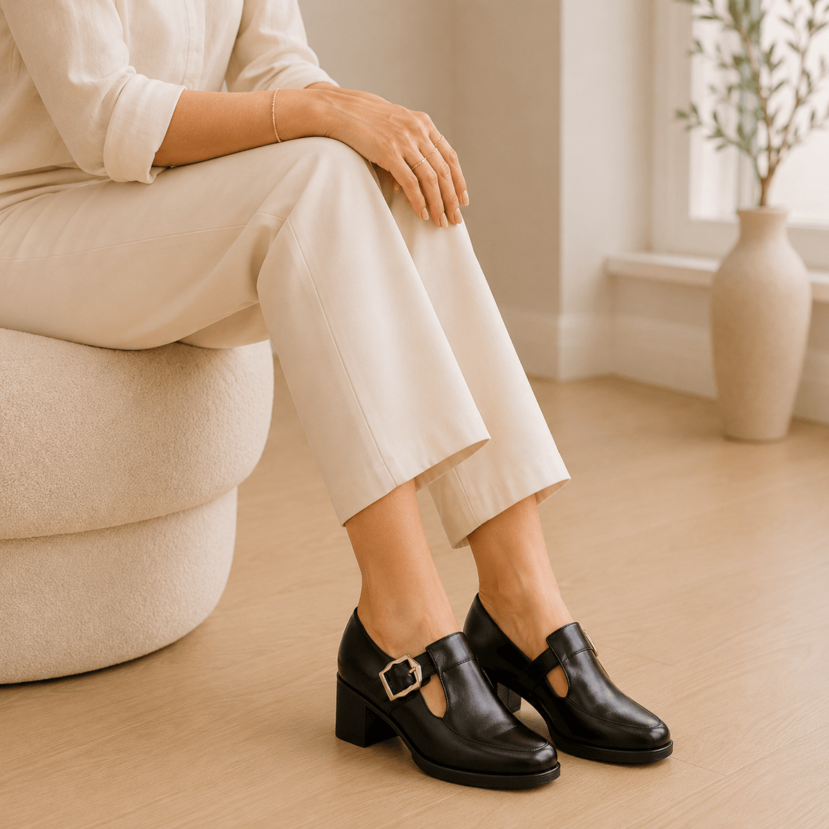 Women's Square-Heel Loafers – Leather