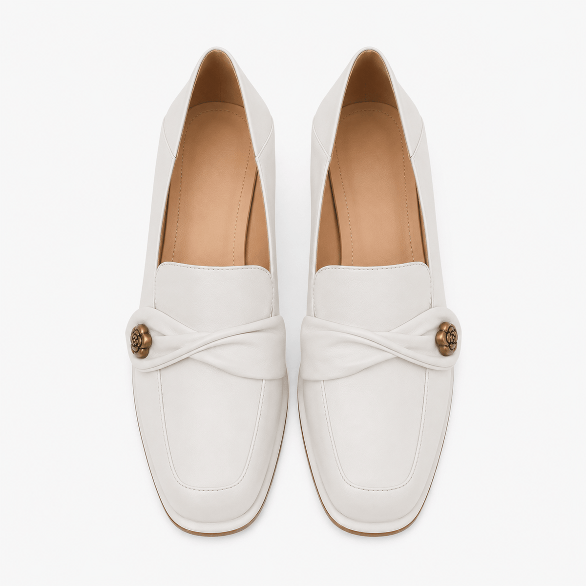 Women's Square-Heel Loafers – Round-Toe