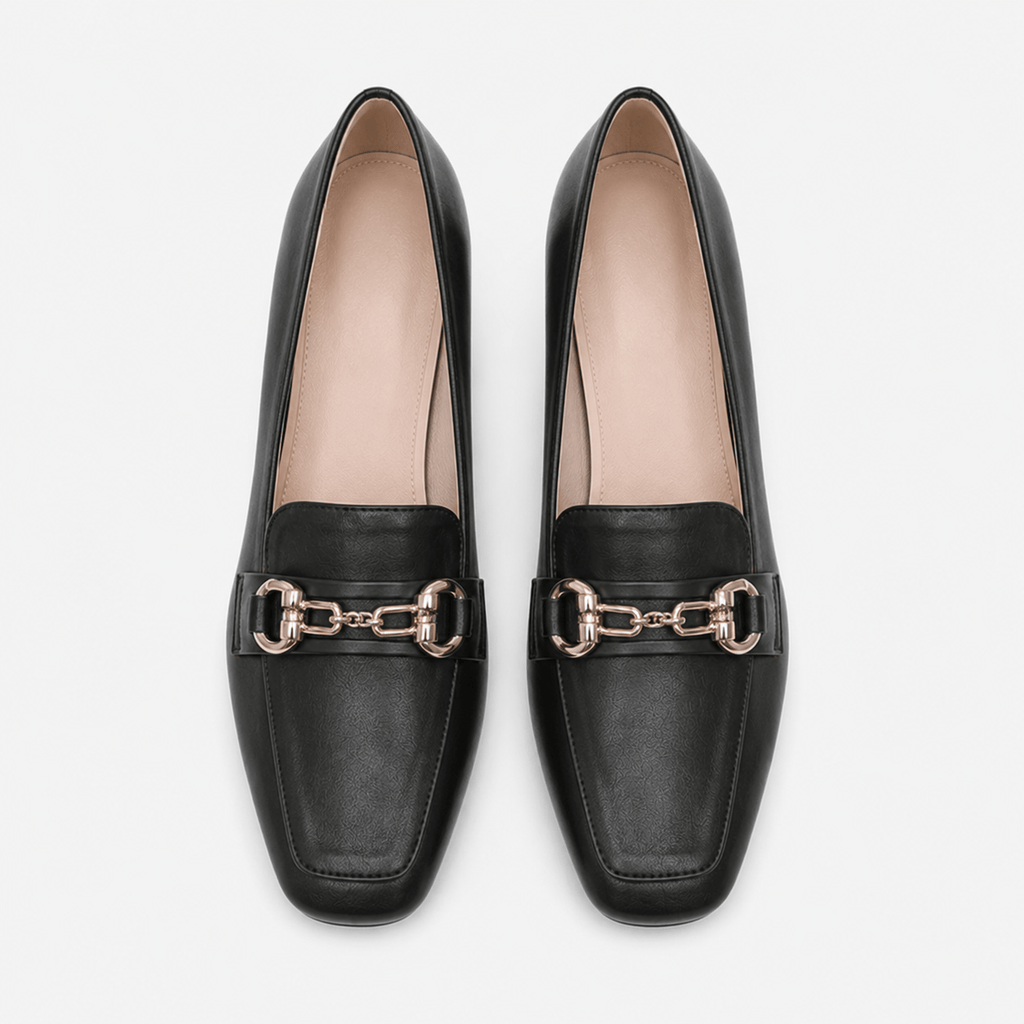 Women's Square-Heel Loafers with Gold Horsebit