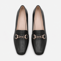 Women's Square-Heel Loafers with Gold Horsebit