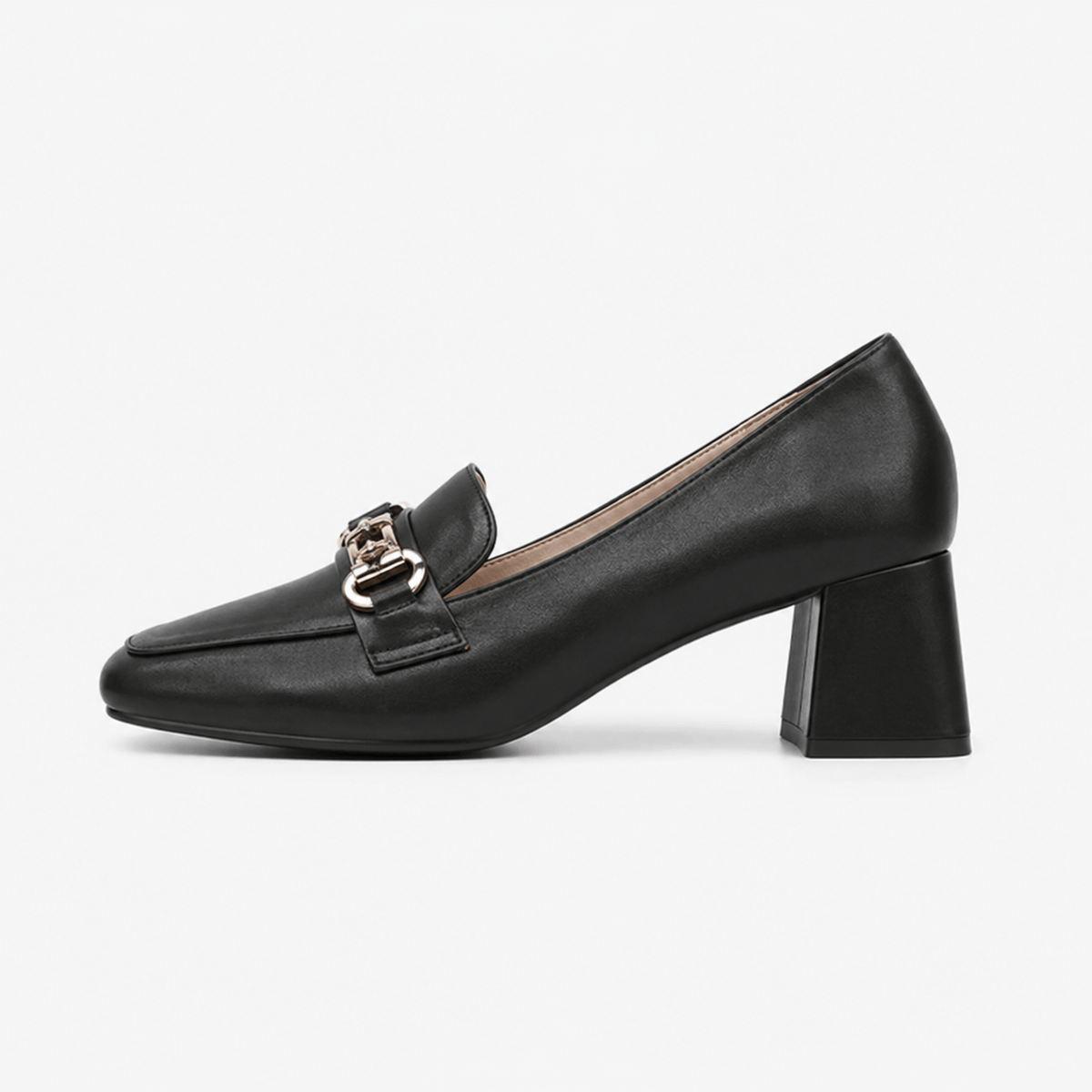 Women's Square-Heel Loafers with Gold Horsebit