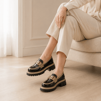 Women's Square-Heel Loafers with Thick Sole