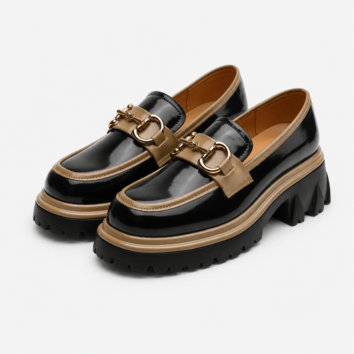 Women's Square-Heel Loafers with Thick Sole